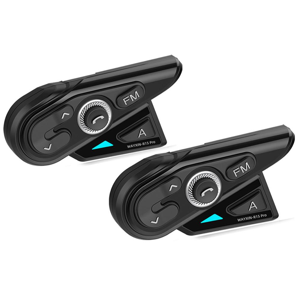 WAYXIN R15 Pro Helmet Headset 8 Riders Motorcycle Intercom Universal Pairing FM Radio Interphone Communication System Waterproof