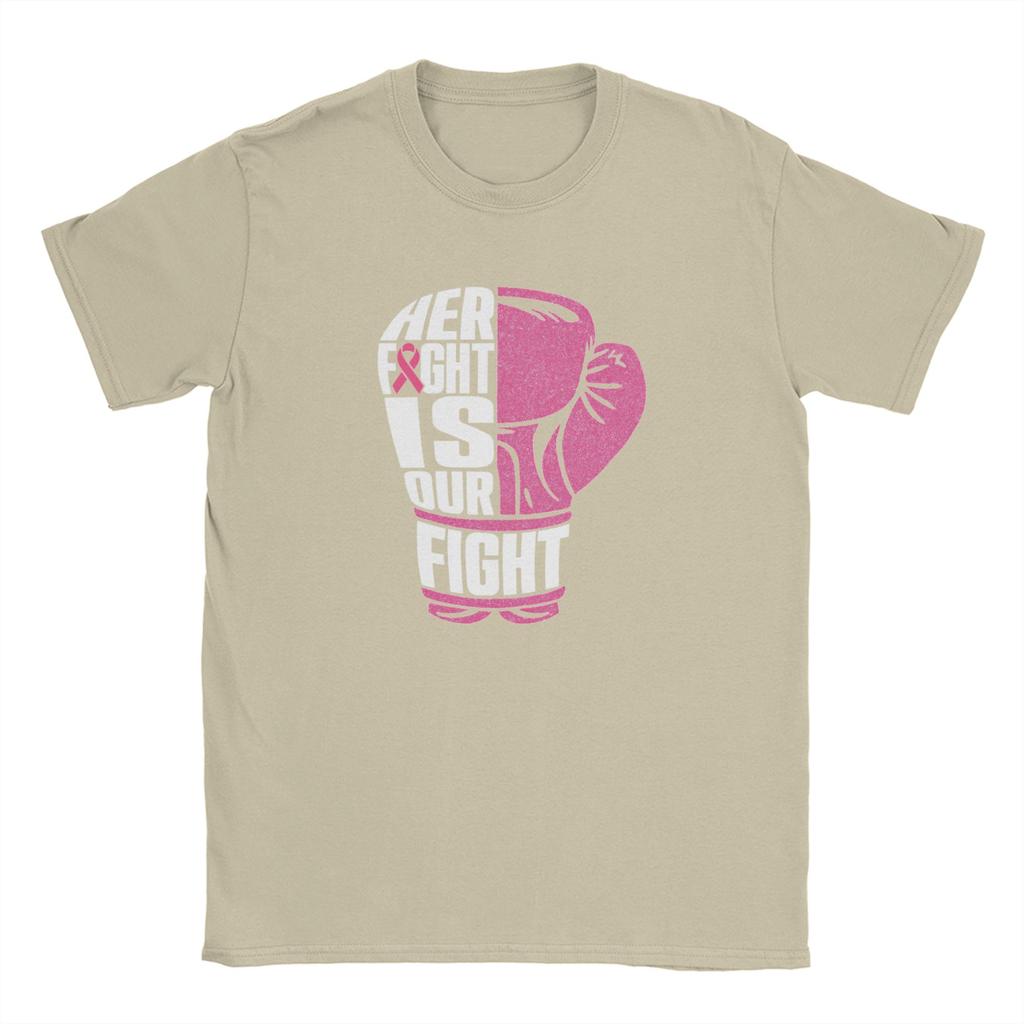 Fight Is Our Fight Breast Cancers T-Shirt Summer Fashion T Shirts Men's Pure Cotton Breathable Clothes Short Sleeves Vintage Top