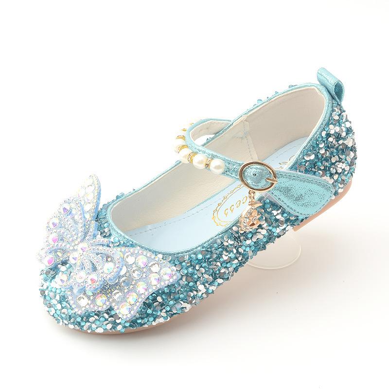 

Girls Princess Shoes Spring and Autumn New Soft Sole Crystal Shoes Children s Frozen Shoes Little Girls Show Performance Leather Shoes 25Code/16.5cm