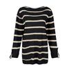 Women's Solid Color Contrast Striped Pullover Round Neck Loose Sweater Sweater