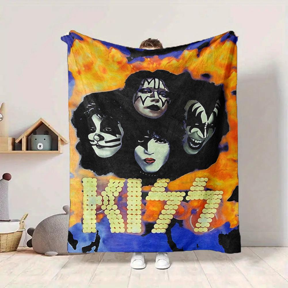 1PC KISS Band Blanket Soft Warm All Season Throw for Sofa, Bed, Car, Office Vibrant Colorful Design, Durable & Cozy Gift