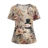 Women's Fashion V-Neck Short Sleeve Overalls With Pockets  Print Tops  Clothes
