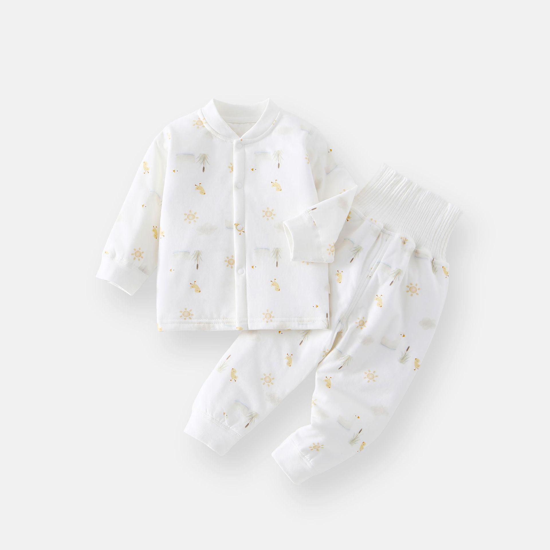 Unisex Baby High-Waist Quilted Cotton Underwear Set – Autumn/Winter 2-Piece Layer 80 cm