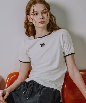 MAYOL Color Block Logo Embroidered Short Sleeve T-Shirt_White