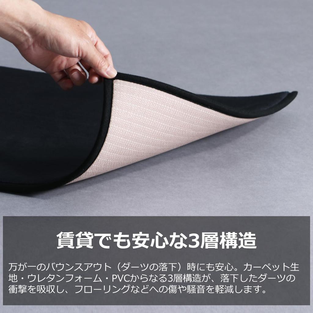 BLITZER Dart Carpet Black Scratch Slim Compatible with Dart Stand Interior Decor Mat, Type, [Floor Protection, Prevention, 3-Layer Structure] Size,