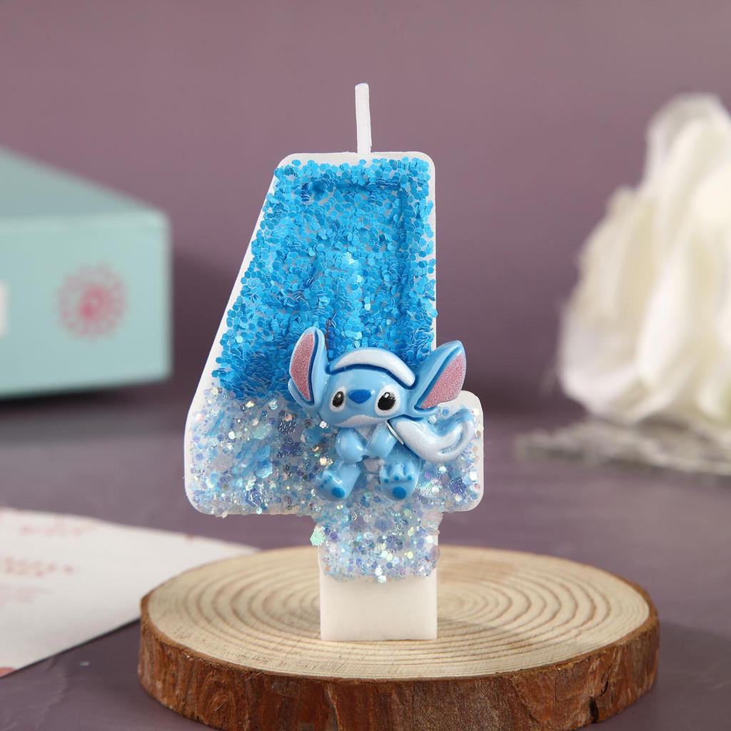 Creative Blue Stitch Birthday Cake Candles for First Birthday Celebration