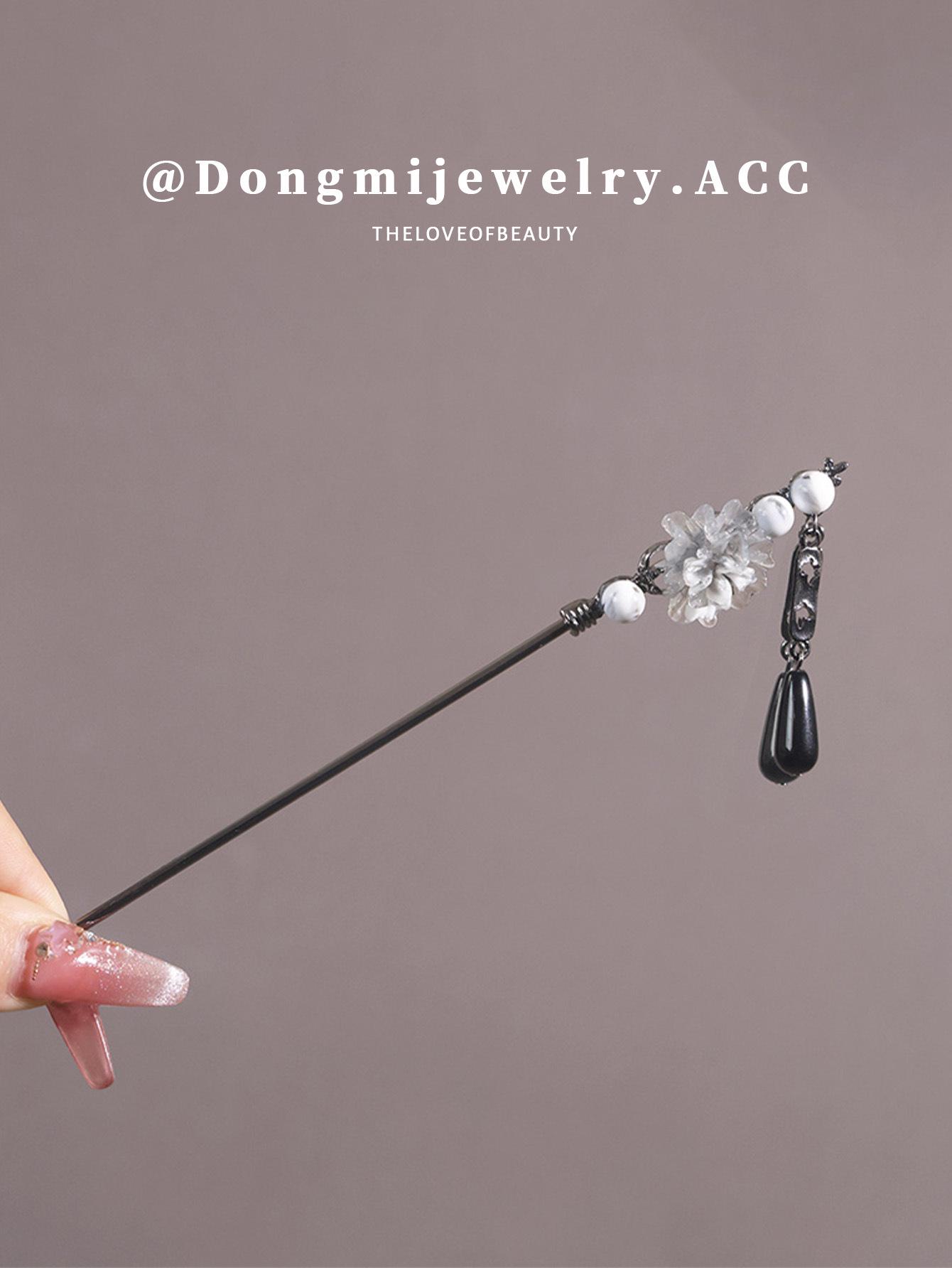 

Червоний Місяць Китайська Троянда Китиця Шпилька для Волосся для Зачіски Пучок - Стиль Ханфу