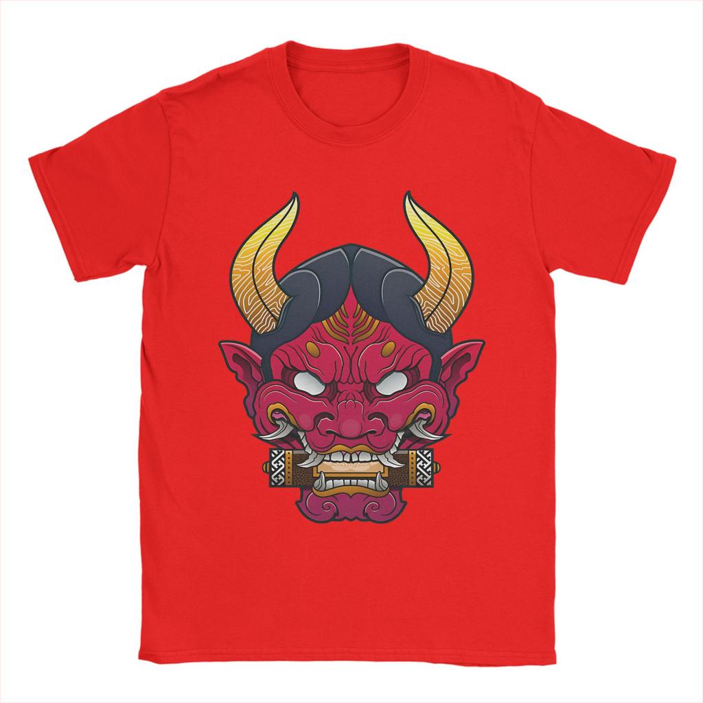 Hannya Mask  T Shirts for Men 100 Cotton Vintage TShirt O Neck  Tee Shirt Short Sleeve Clothes Plus Size
