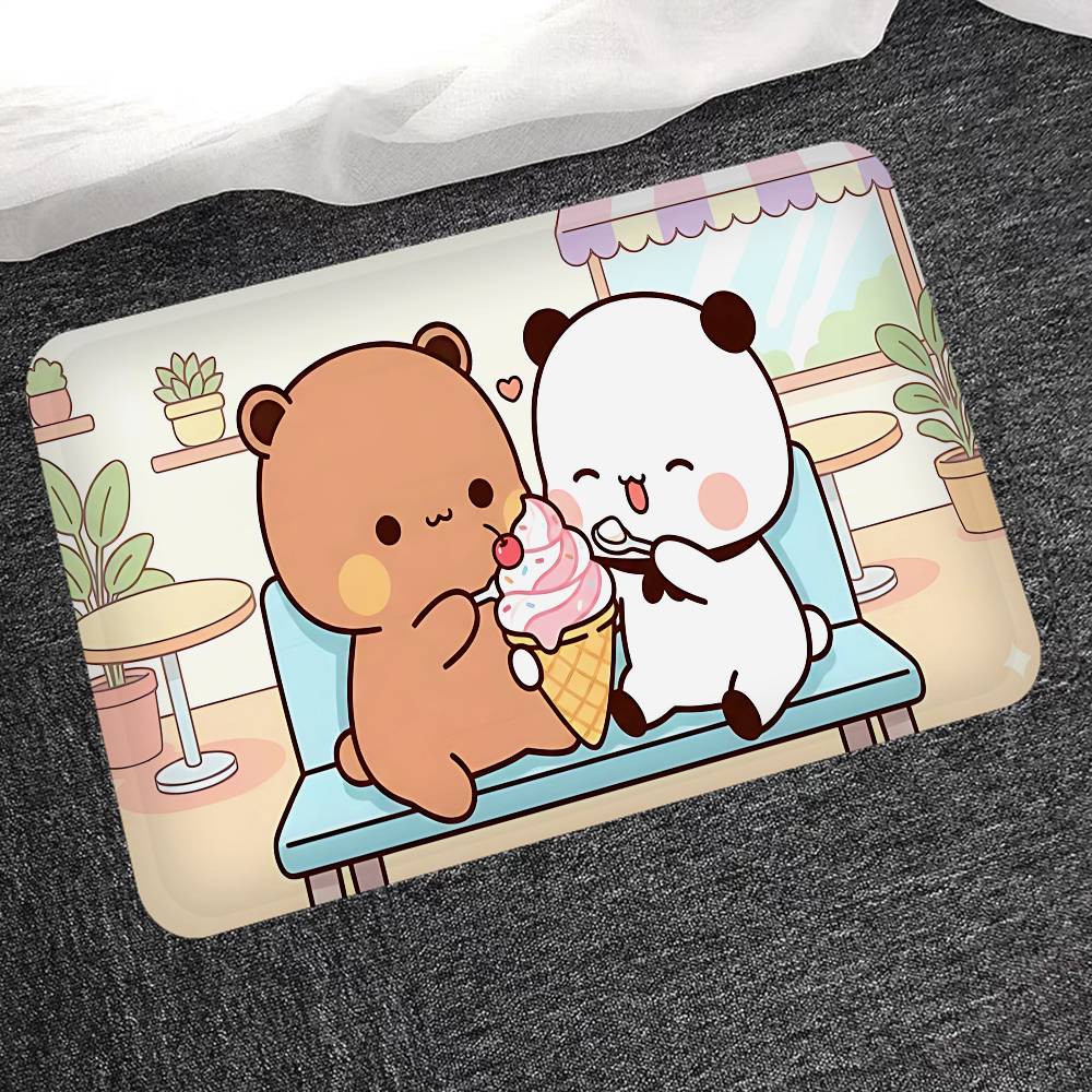 Bear Cartoon Kawaii D-Dudu B-Bubu Door Mat Washable Non-Slip Living Room Sofa Chairs Area Mat Kitchen Doormat Area Rug