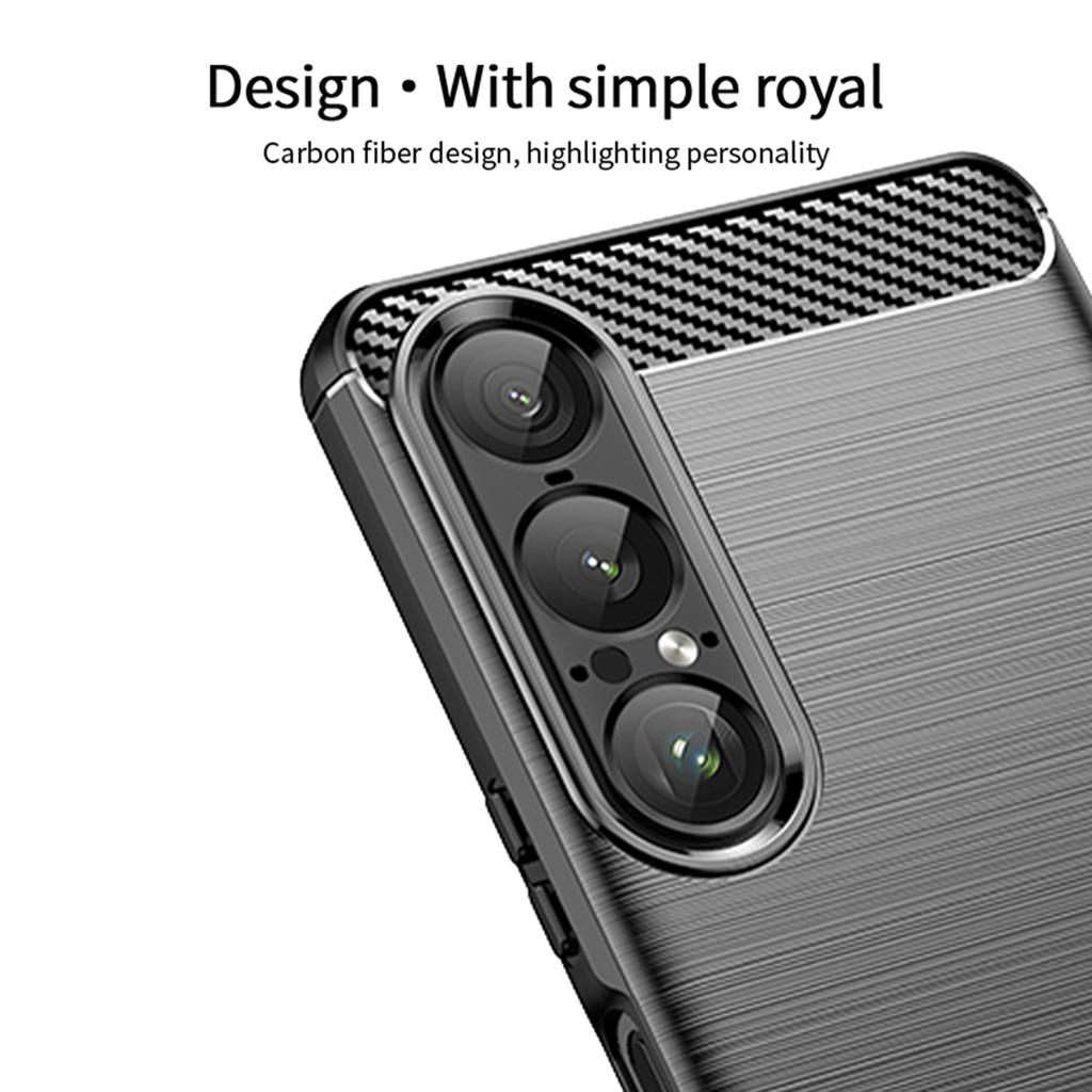 For Sony Xperia 1 VII Back Cover MOFI Brushed Texture Carbon Fiber Soft TPU Case