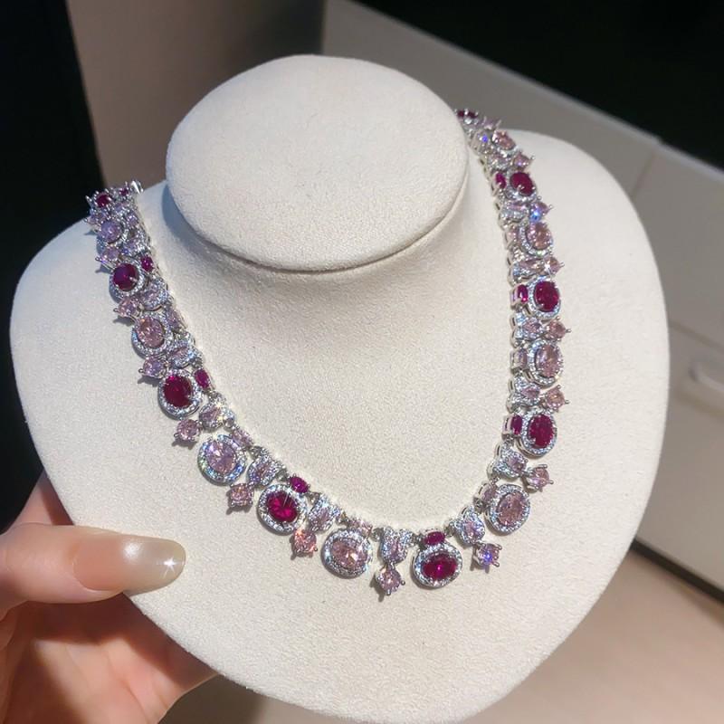 Elegant Geometric Zircon Pendant Necklace Women