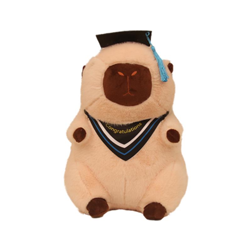Kreatywna pluszowa lalka Dr. Kapibara w kapeluszu doktora, pamiątka z okazji ukończenia studiów, prezent