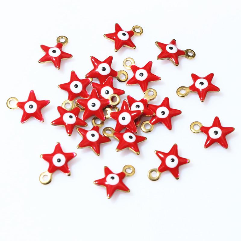 20pcs 10x8.5mm Enamel Evil Eyes Star Charms Pendant Stainless Steel DIY Jewelry Making Accessories Findings Bracelet Earrings