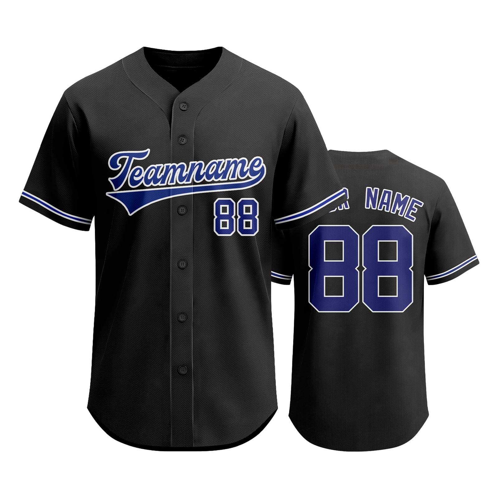 

Customizable Baseball Jersey Men Women Button Front Athletic Shirt Team Name Number Printed Sportswear L чёрный