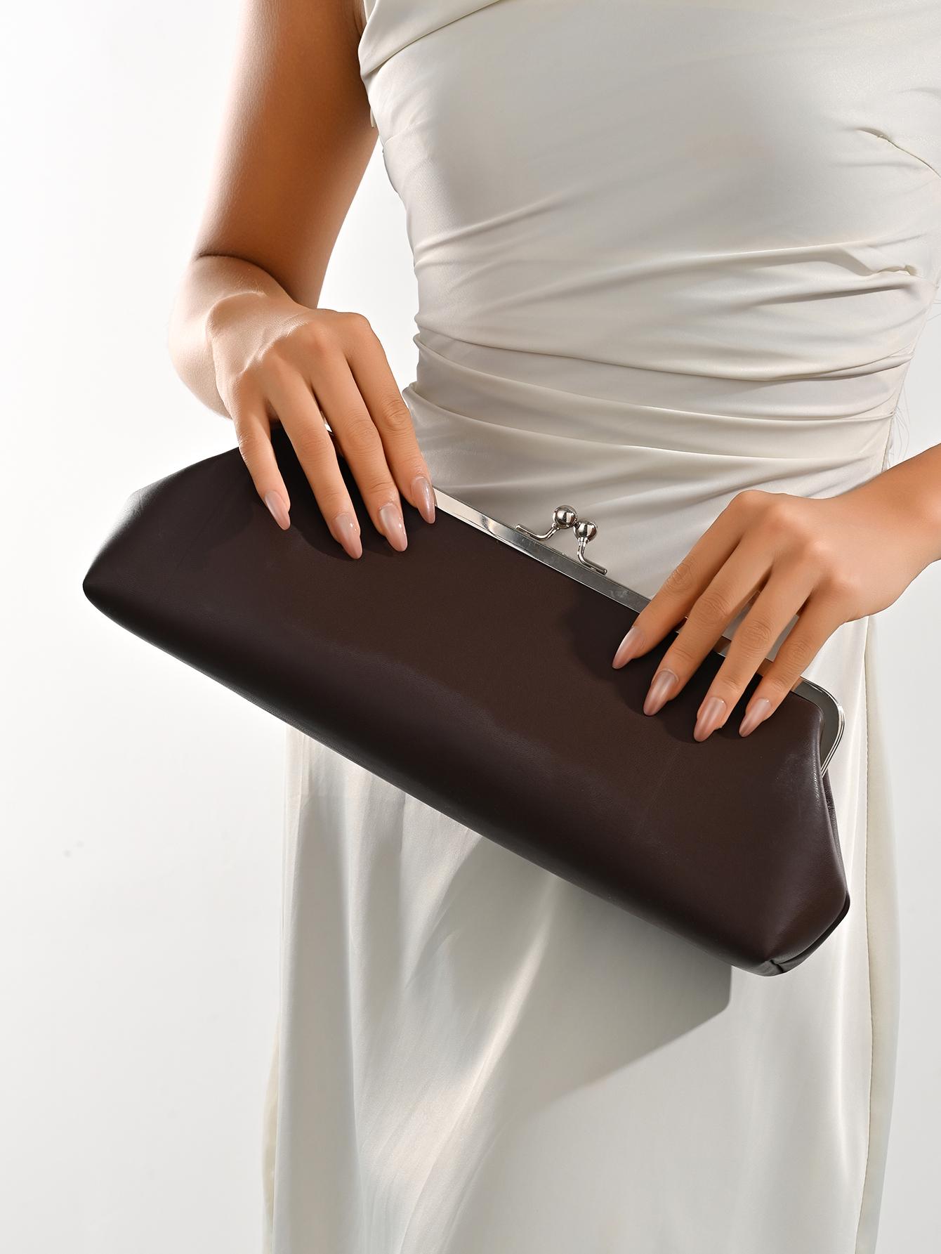 Женская Вечерняя Сумка из ПУ Кожи Сумка-Зажим Клатч Женский Простой Длинный Кошелек-Клатч Сумка для Хранения Большая Вместимость, Вечерняя Сумка