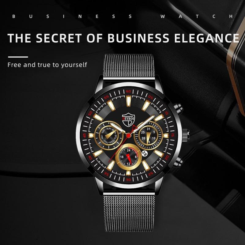 Moderne Herrenuhr Kalenderuhr Business-Uhr Herren-Edelstahluhr Hand Quarzuhr