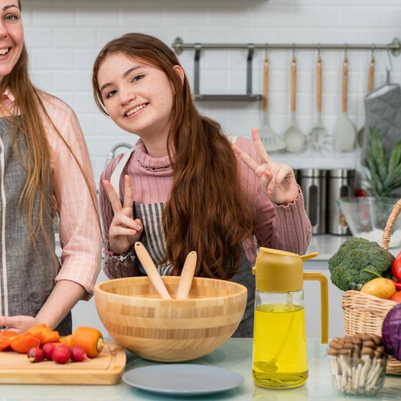 600ml 2 In 1 Spray Oil Sprayer Oil Dispenser Oil Jar Multifunctionalfor BBQ Baking Frying Pan Oven Roasting Picnic Kitchen Tool