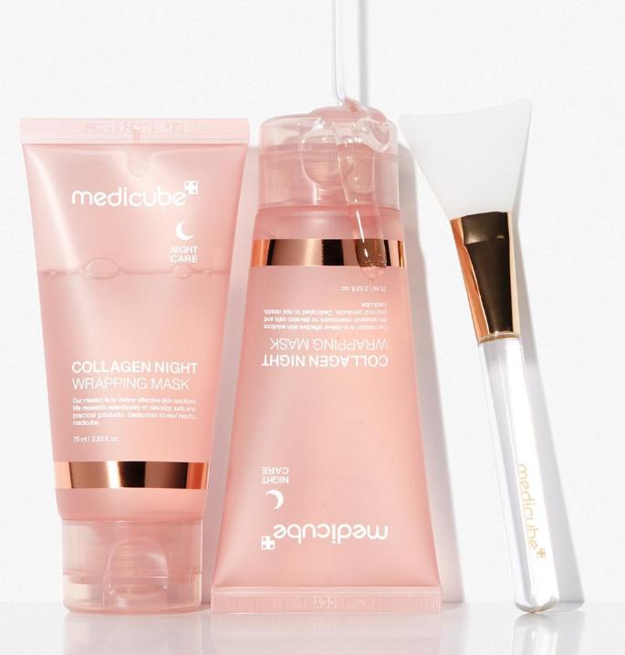 MEDICUBE Collagen Night Wrapping Mask 75ml (+Brush) - Overnight Skin Firming & Hydration