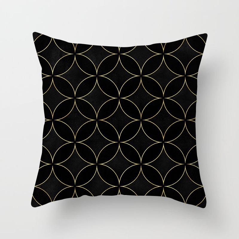 

Gold-edged Black Geometric Pillow Case Golden Leaf Pillow Home Sofa Pillow Cushion Cover 45*45cm