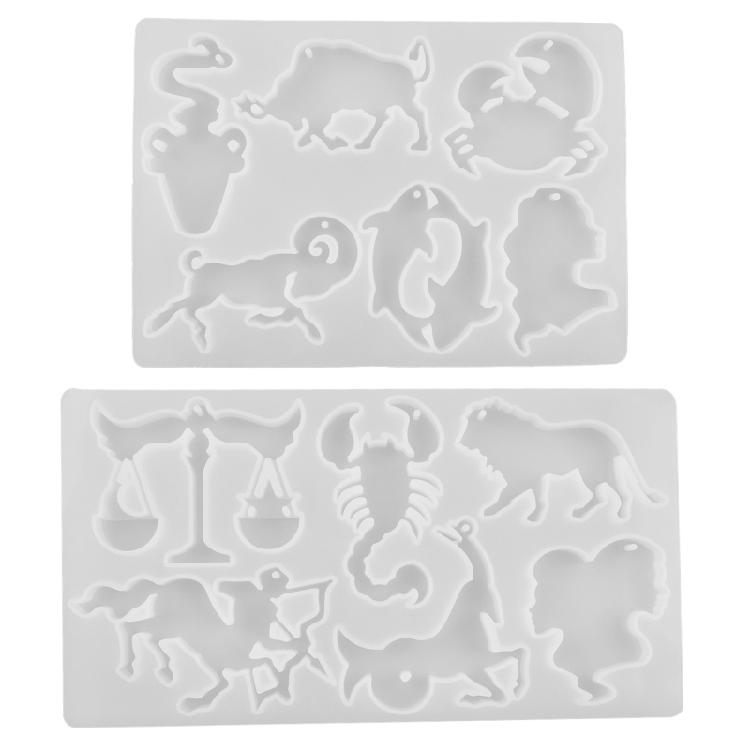 2Pcs Constellation Resin Mold Animal Pendant Epoxy Resin Mold for Jewelry Making 1