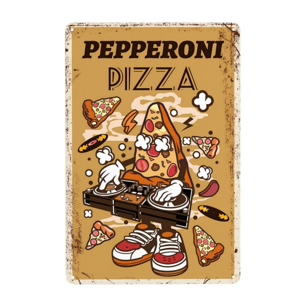 Vintage Pizza Metallschild Pepperoni Pizza Bestes der Stadt Schild Wanddeko für Zuhause Pub Café Club Kunstdekoration 8x12 Zoll