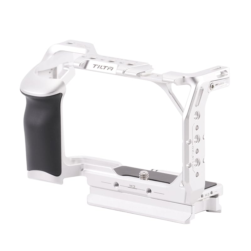TILTA Full Camera Cage for Sony with Cold Shoe NATO M3 Screw for Lens and Screw with Positioning Point Silver ZV-E1 Receiver, Rail, Support, 1/4"-20 -