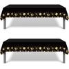 2Pack Black and Gold Tablecloth for Rectangle Tables, Plastic Disposable Star Table Covers for Birthday, Wedding, Anniversary, Picnics, Graduation,