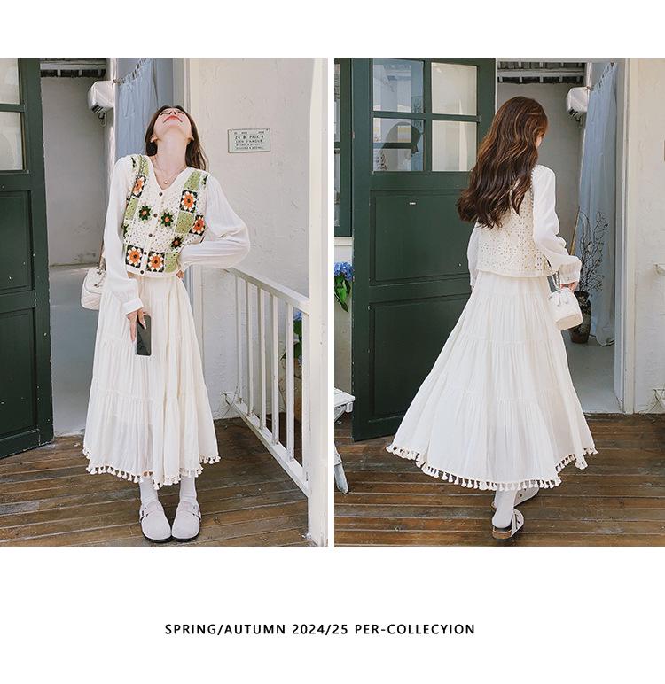 Koreanischer Stil Herbst Damen Strickwestenkleid Zweiteiliger Rockanzug