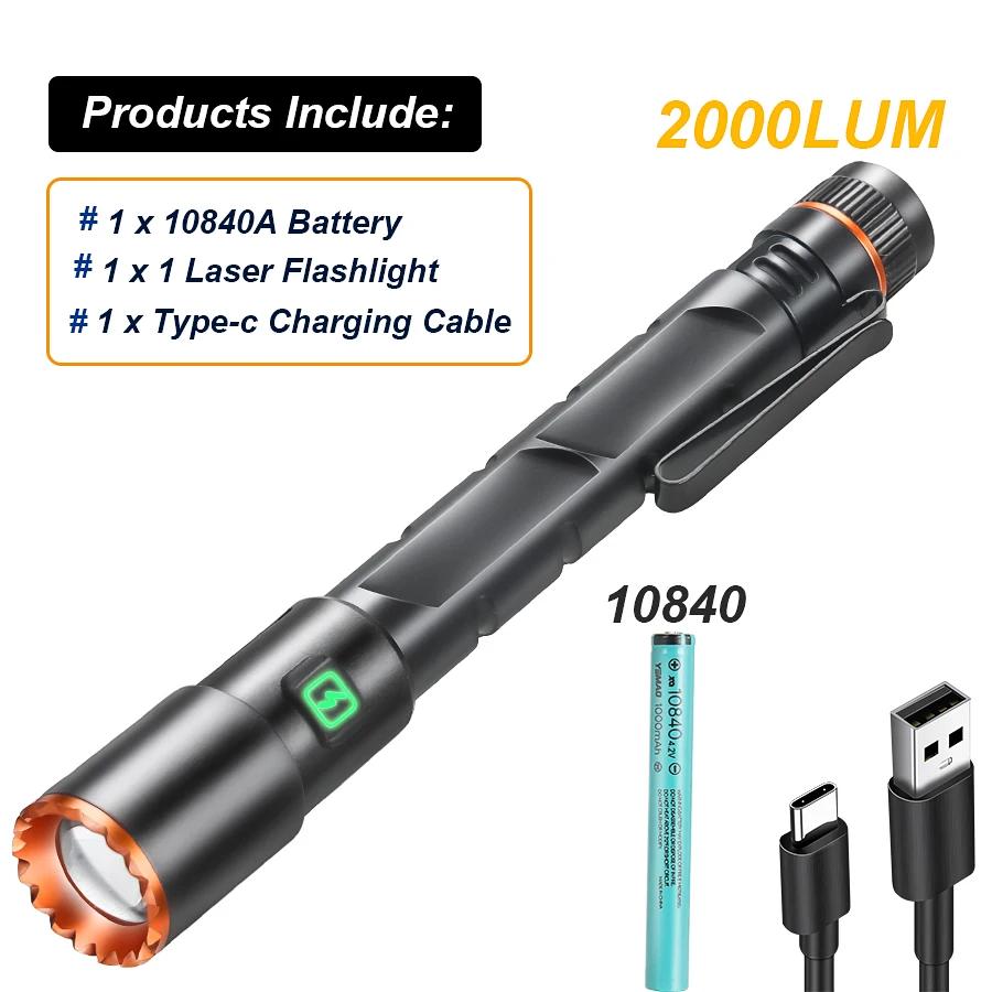 High Power Mini Flashlight USB Charging Small Flashlight with Clip Magnetic Pocket Torch for Camping Hiking Emergency Light