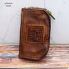 Japanese Retro Vegetable-Tanned Leather Key Holder and Storage Bag