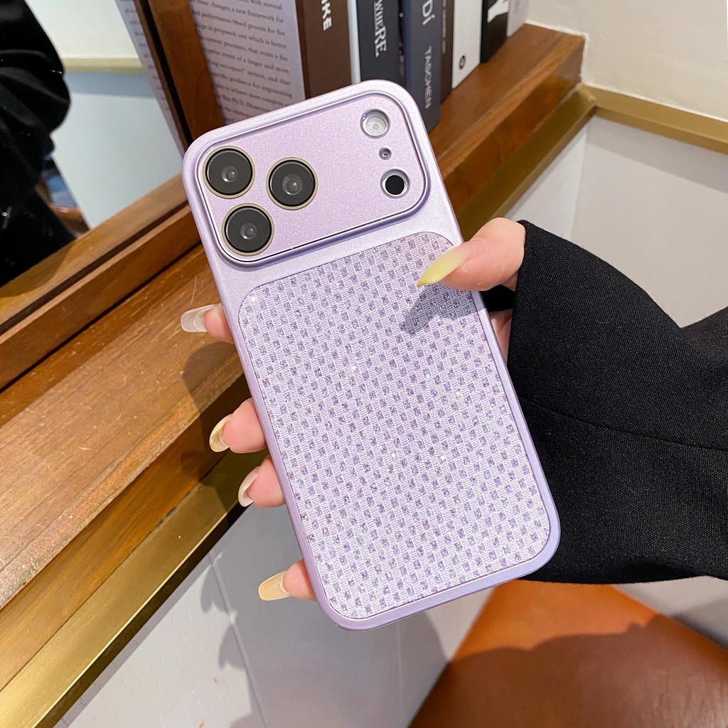Luxury Grid Glitter Diamond Phone Case For iPhone 17 16 15 14 13 Pro Max Shiny Rhinestone Anti-fall Protection Shockproof Cover