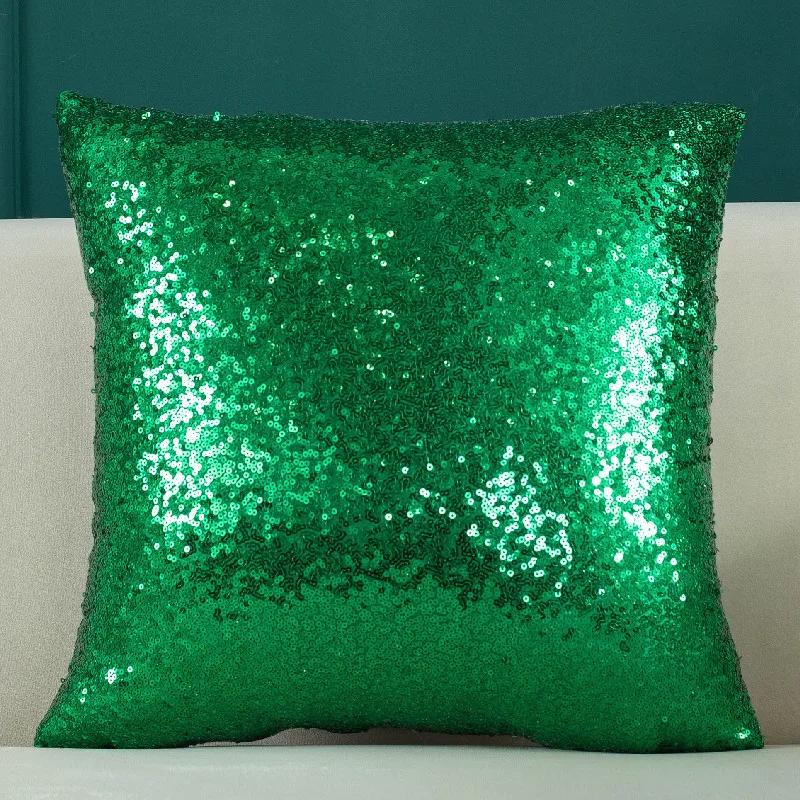 Sequined Solid Color Gradient Cushion Cover Fashion New Year Christmas Sofa Cushion Pillow Cover Office Lumbar Cushion Cover