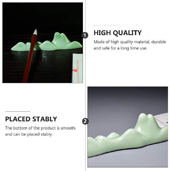 TOYANDONA Calligraphy Brush Holder Rack Paint Ceramic Brush Rest with Wave Design for Chinese Calligraphy Practice Supplies Beginner