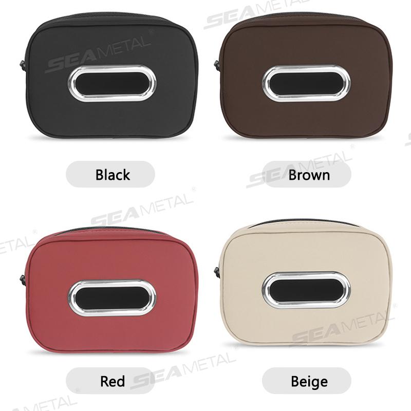 Seametal Car Seat Back Tissue Holder Luxury Wear-Resistant Tissue Box Auto Backseat Hanging Napkin Case Storage Bag With Zipper