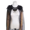 Design Black Yarn Black Tulle Draped Veil Black Feathered Shoulder Wrap Cape with Lace Collar Tulle Veil for Women for Halloween
