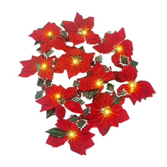 

Гирлянда из светодиодных нитей для камина, теплый свет, беспроводная рождественская гирлянда-венок с цветами, праздничное украшение 2M