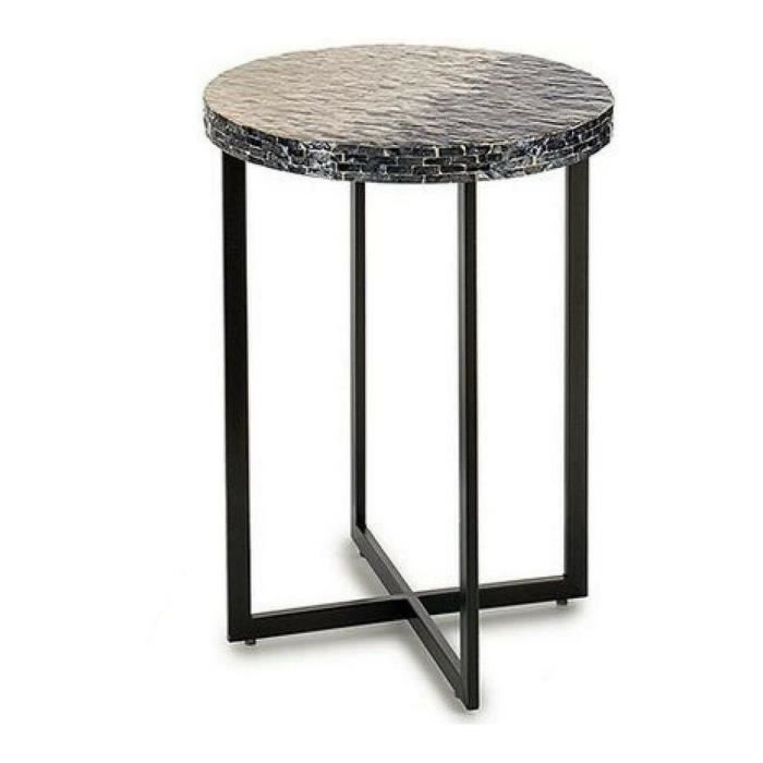 Table D'appoint - Gris Métal Nacre Noire - Contre-plaqué - 45 X 62 X 45 Cm