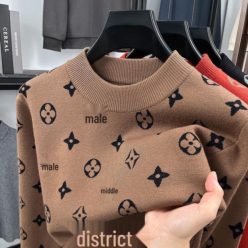 

Men s Trendy Red New Year Sweater - Autumn/Winter Jacquard Knitwear 3XL коричневий