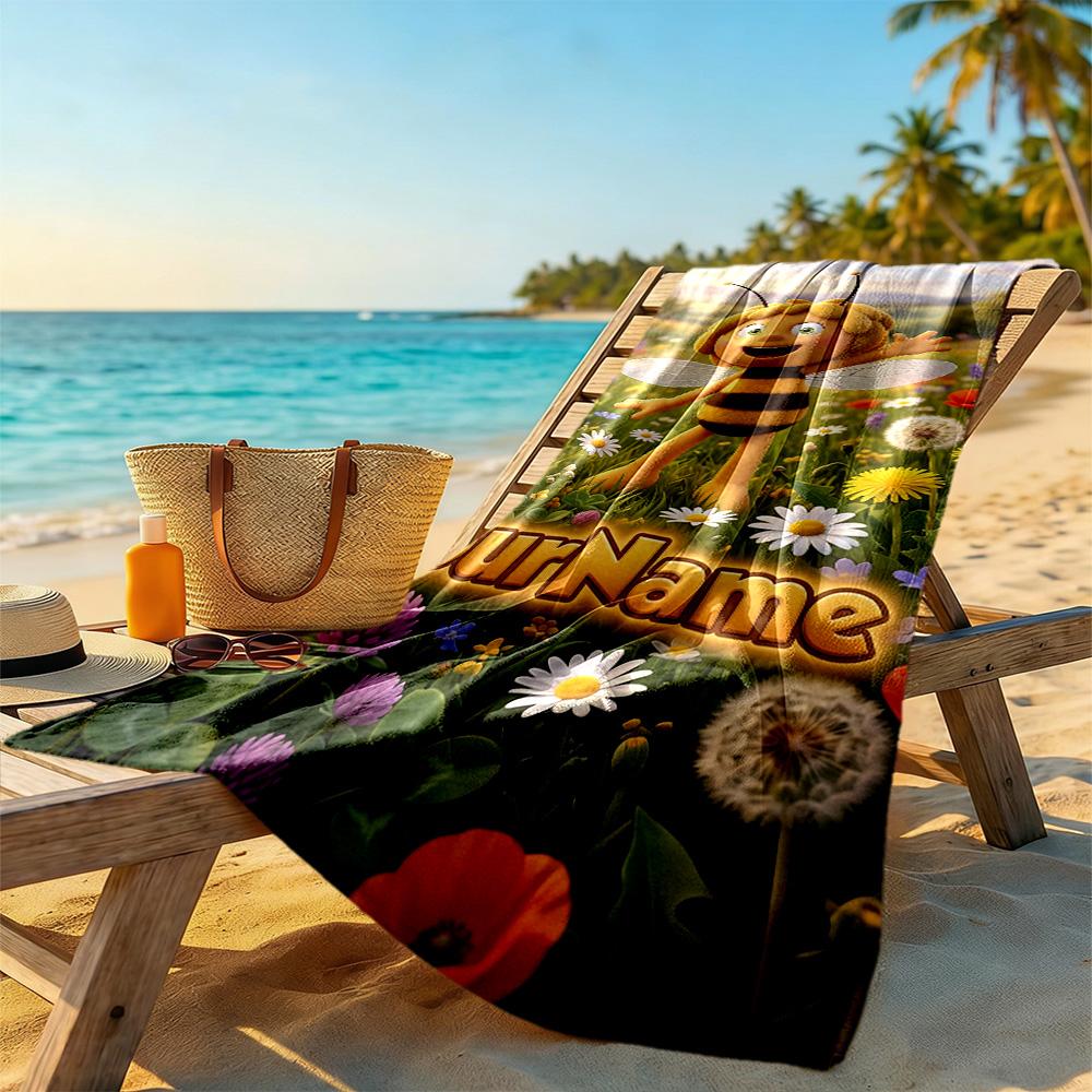 Biene Maja Personalized Text Beach Towel High Absorbency & Quick-Dry Perfect for Traveling Yoga Camping and Swimming