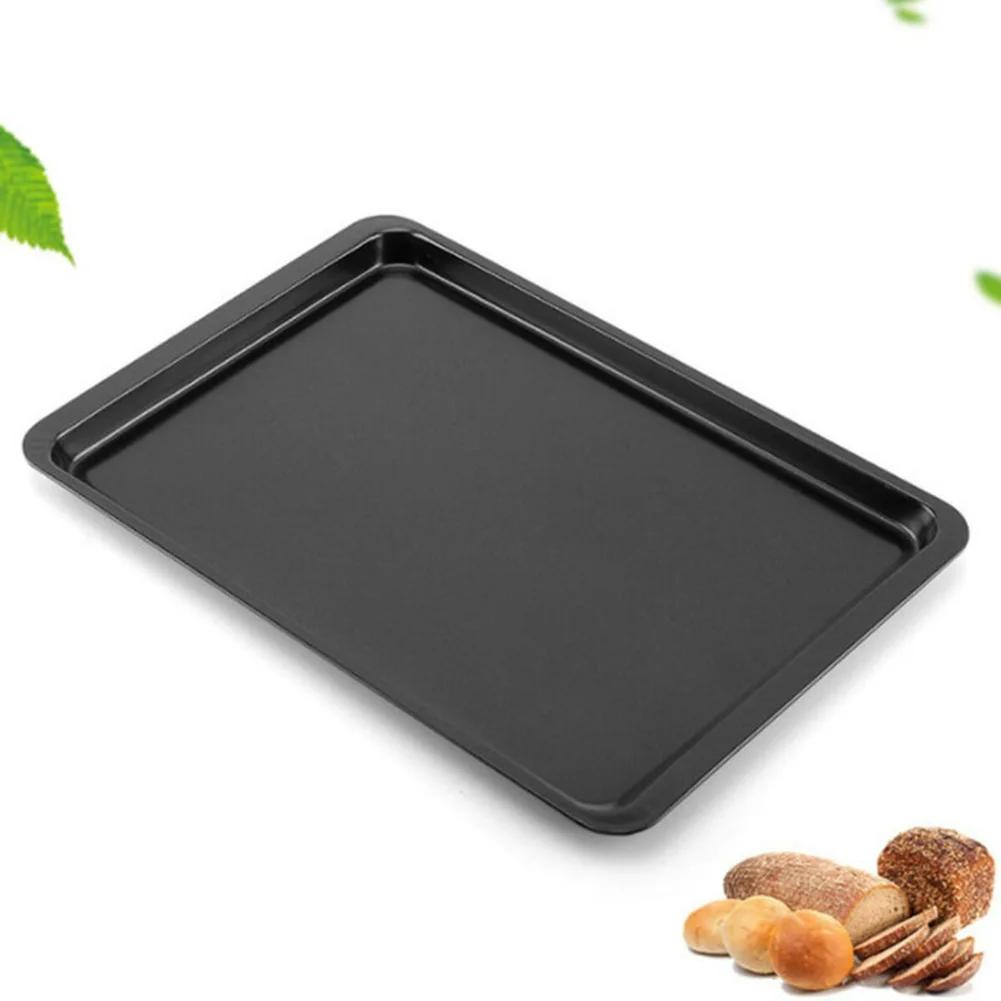 

14 Inch Non-Stick Baking Tray Rectangle Baking Pan Carbon Steel Bread Cake Cookies Pan Bakery Oven For Biscuit Pie Pizza Roast чорний