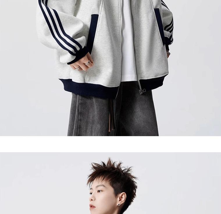 Herr Höst Patchwork Sportjacka - Mångsidiga High Street Punk Randiga Baseball Ytterkläder