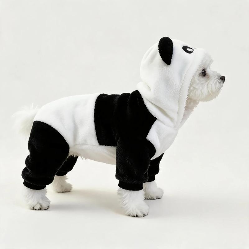 Dog Winter Coat Panda Costume Warm Four Legs Outfit Teddy Bichon Cat Clothes Anti Shedding Thicken Dog Costume