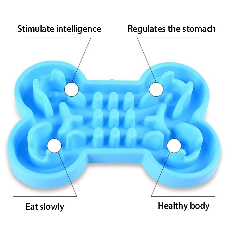 WTEMPO Bone Type Silicone Pet Slow Food Bowl Creative Dog Bowl Cat and Dog Slow Food Anti Choking Basin