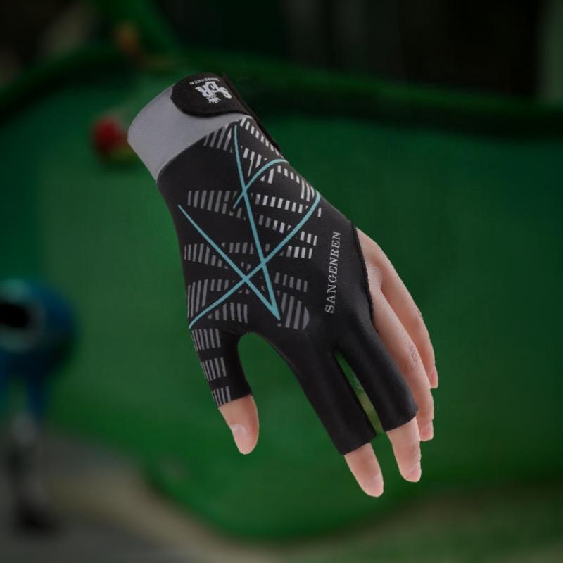 Breathable Soft Billiard Glove Anti-Slip Elastic Professional 3 Finger Fit for Indoor Billiard Sports Game Match Events