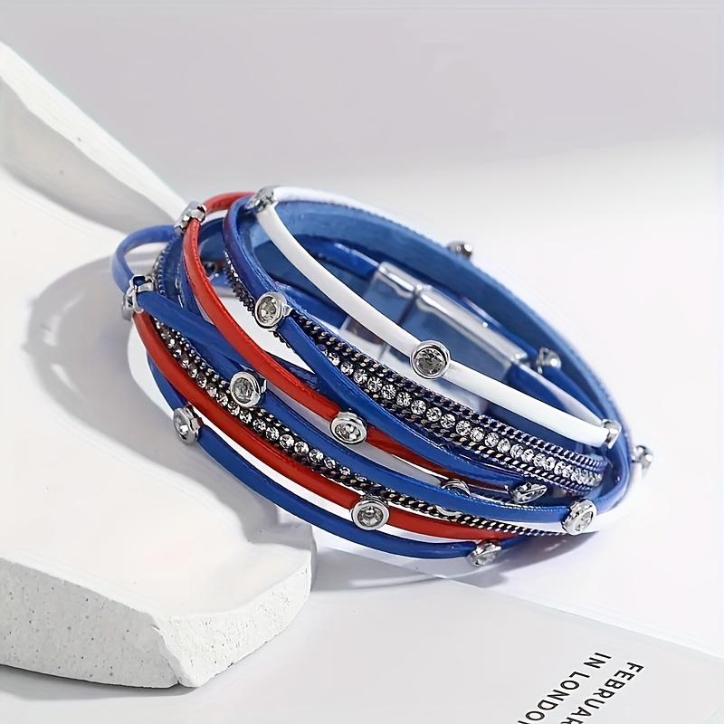 Faux Leather With Independence Day For Women For Daily And Vacation Vintage Multi-Layered Jewelry Wear Wrap Bracelet Boho Style 1PC Accessories