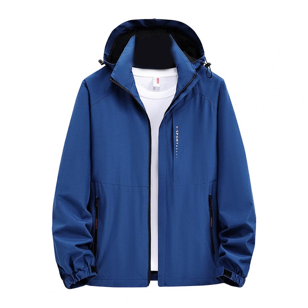 

Мужская куртка-тренч с воротником-стойкой, капюшоном и длинным рукавом, застежка-молния, устойчивая к царапинам, ветрозащитная куртка M темно-синий