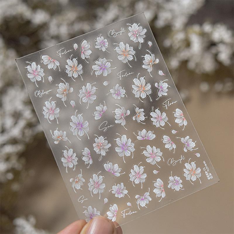 

Цветок сакуры Весна 5D Наклейка для нейл-арта Золотое тиснение Мягкая клейкая Рельефная клейкая Шикарные наклейки для маникюра