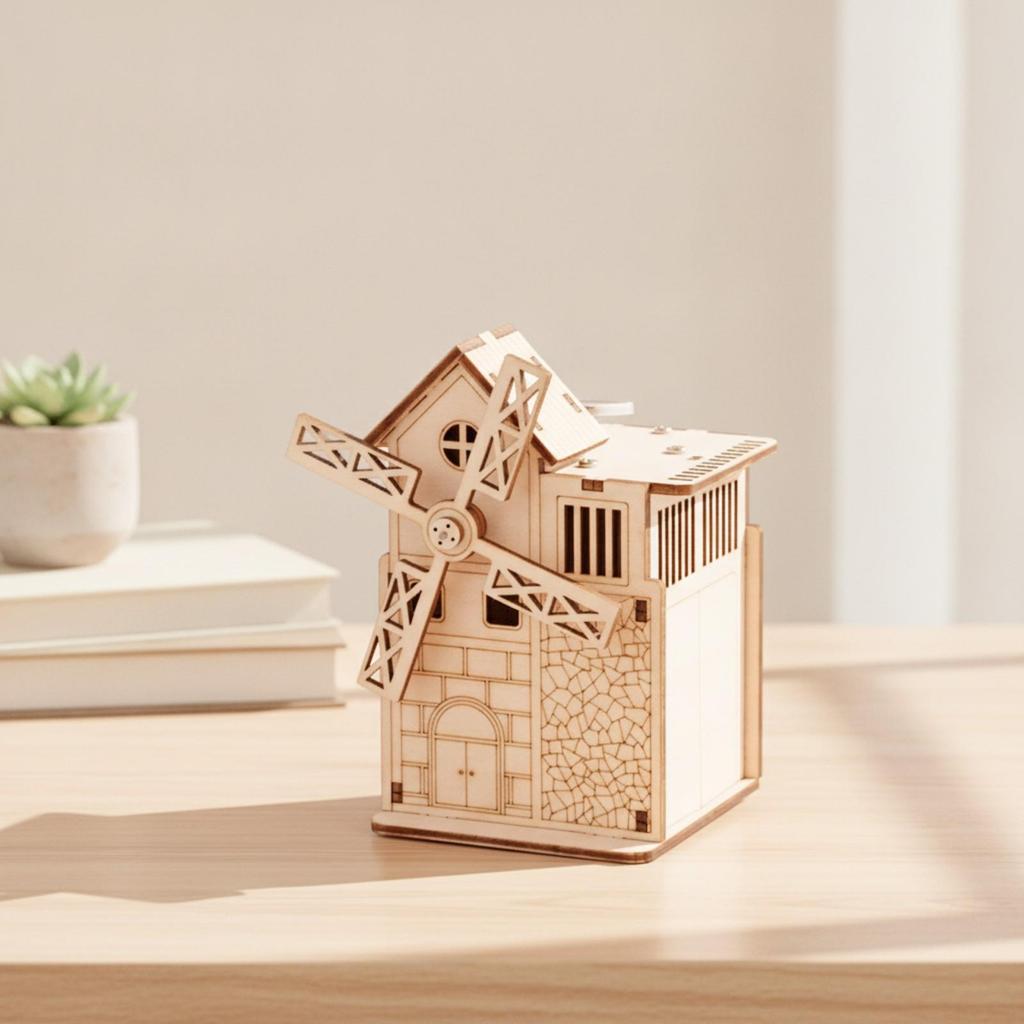Pinwheel Music Box Wind-up DIY Craft Kit Educational for Children