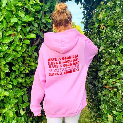 Have A Good Day Back Print Damen Pink Love Hoodies Langarm Rundhalsausschnitt Grafik Sweatshirts Streetwear Outfits Damen Tops