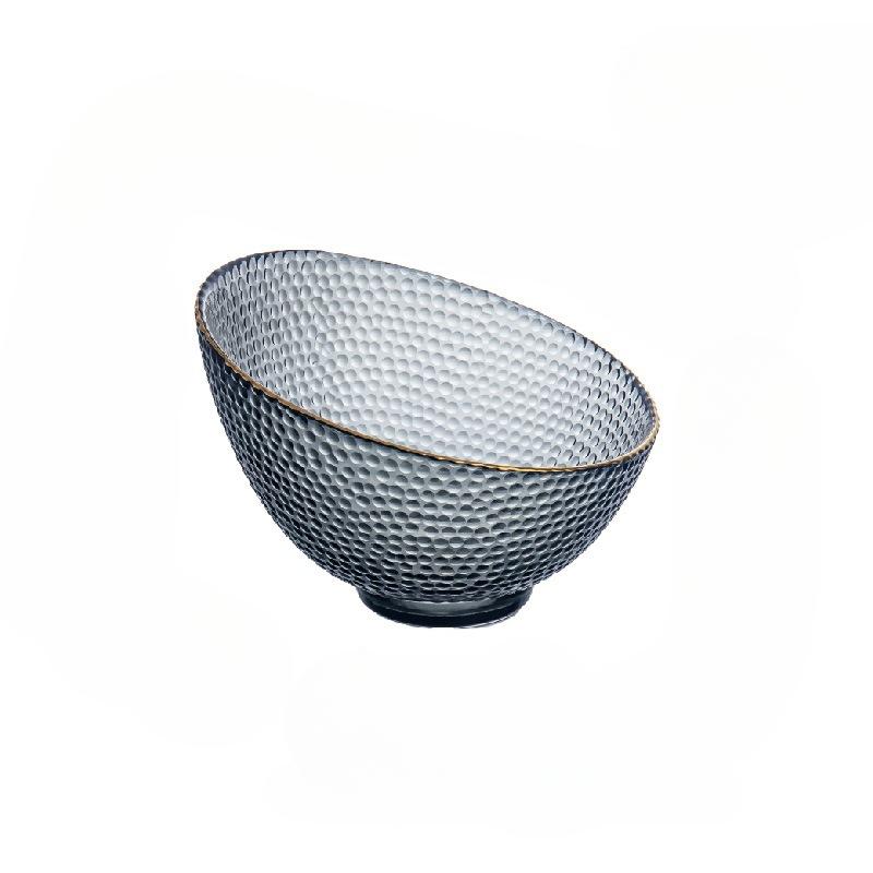 Slanted Glass Bowl Fruits Tray Transparent Snack Display Plate Kitchen Dining Bar Tableware
